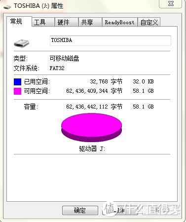 插上电脑，容量58.1G。我就不想多说什么标的是64G了，免得值友中的大神又来科普，总之个人觉得还是不怎么舒服