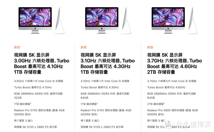 ▲ 27 英寸非定制 iMac 配置表