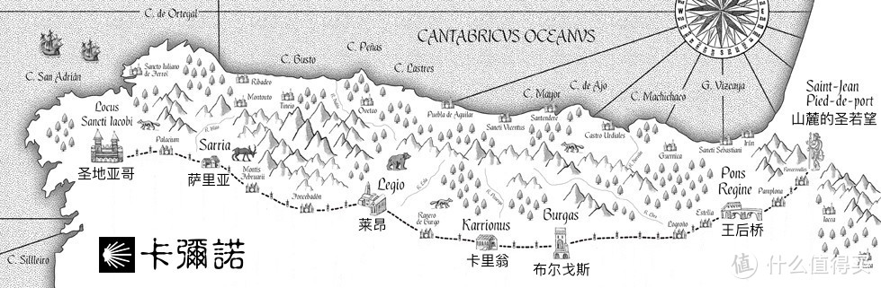 法国之路的线路（图片来自卡弥诺之友网站）