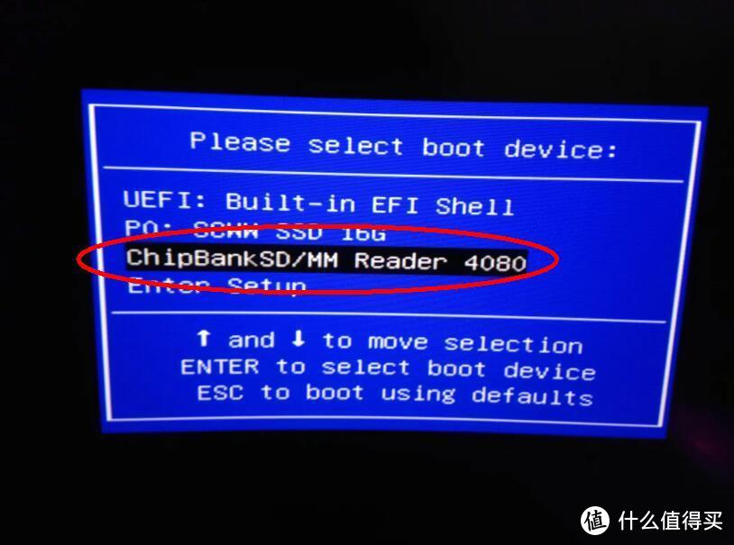 启动按F7，进入选择，出现 ChipBank SD/MM，选择它启动