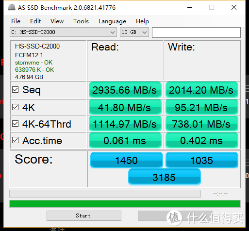 AS SSD Benchmark跑分 10G