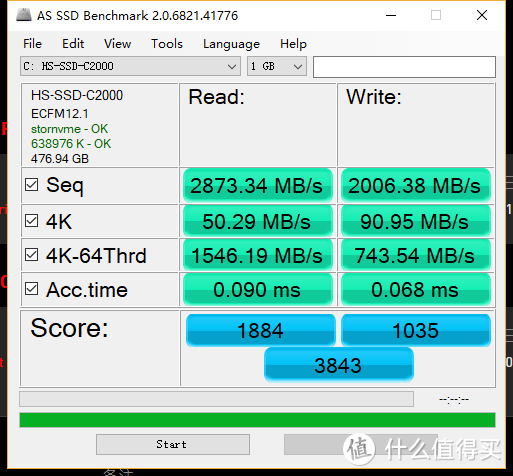 AS SSD Benchmark跑分 1G