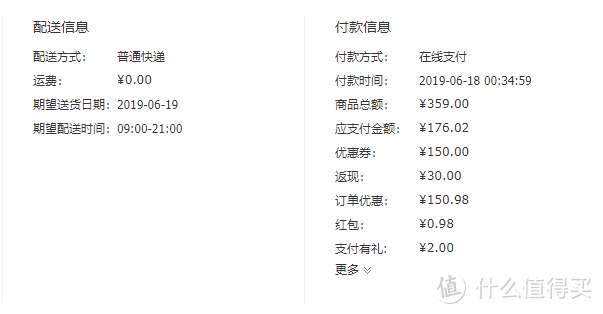 实付176.02到手