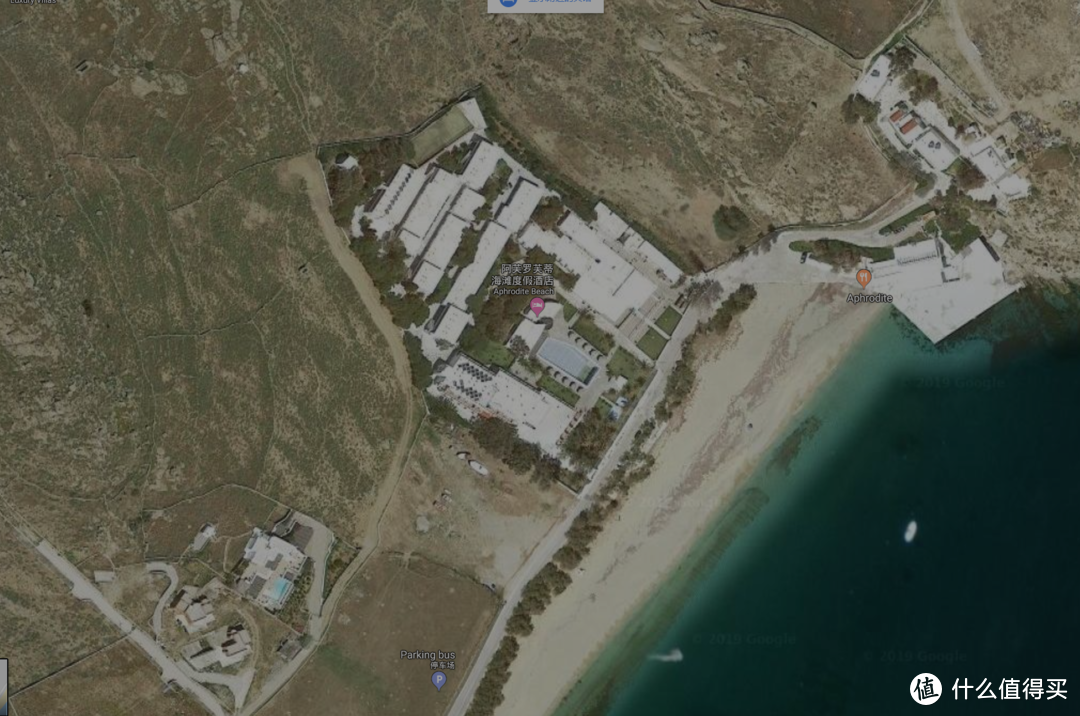 酒店卫星图，可以看到周边除了一个海滩旁边没什么可游玩的