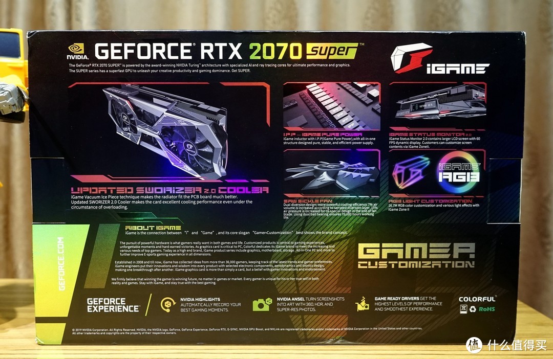 看着喜羊羊和灰太狼在显卡上跳舞——七彩虹iGame Gefore RTX 2070 SUPER Vulcan X OC入手开箱详测