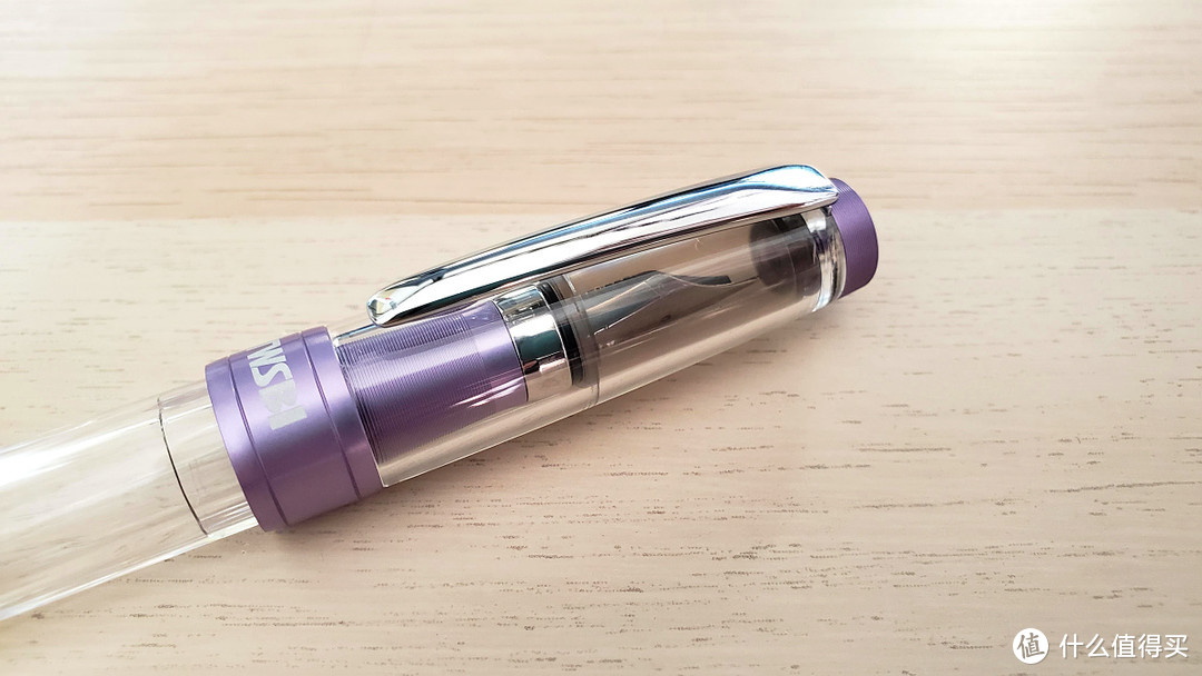 三文堂钻石580ALR紫色铝合金活塞透明钢笔F尖评测