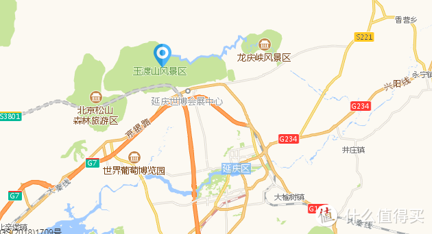 玉渡山景区位于延庆市区西北部，其实跟松山、龙庆峡、古崖居景区都处于同一个山脉，彼此都离着不远