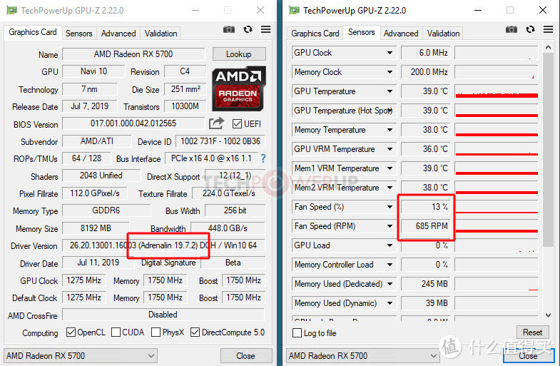 RX 5700旧版驱动待机转速