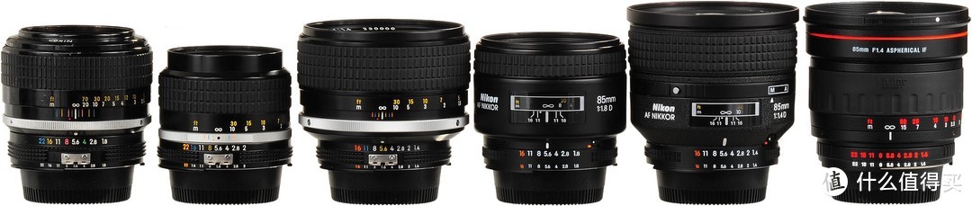 图8 Nikon 85/1.8 K, Nikon 85/2 AIs, Nikon 85/1.4 AIs, Nikon 85/1.8D, Nikon 85/1.4D and Vivitar 85/1.4.