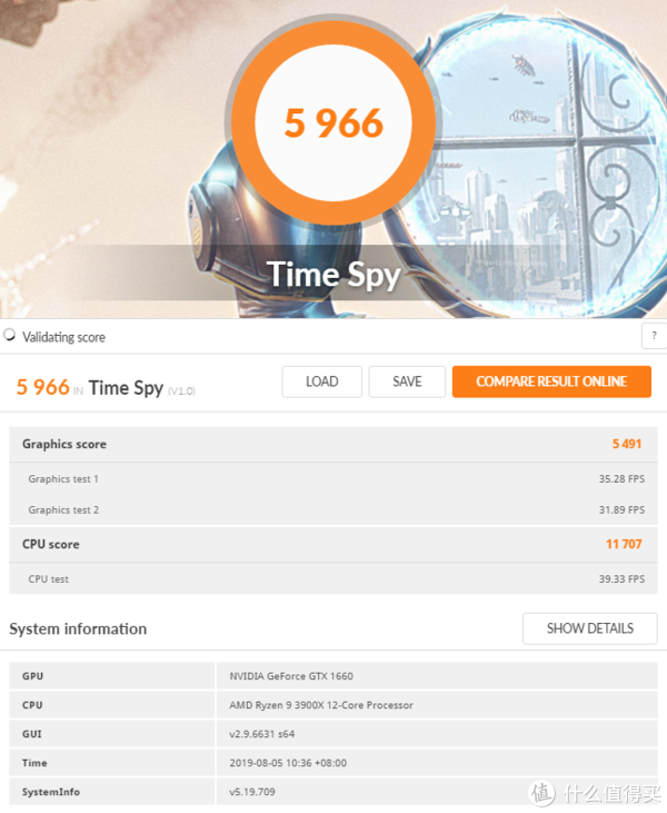 3DMark TimeSpy 图形分为5491