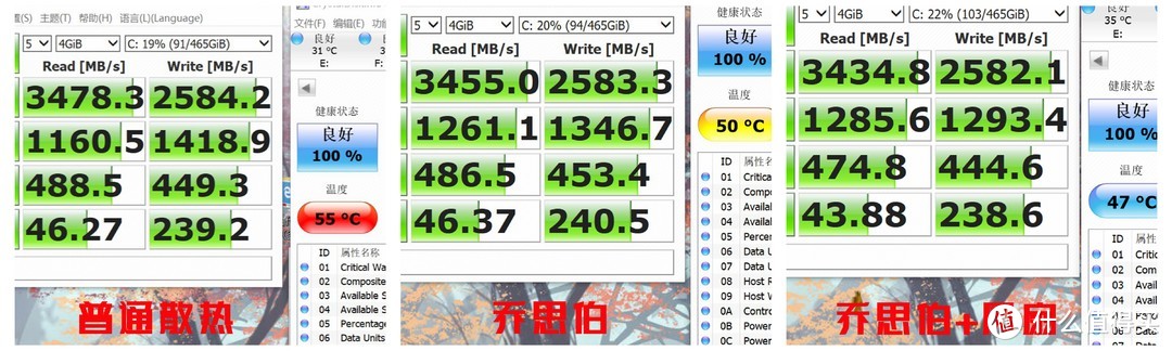 西部数据 Black系列 SN750 固态硬盘的三种散热对比~