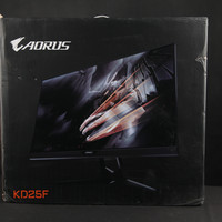 技嘉AORUS KD25F显示器外观展示(屏幕|支架|底座|电源线|接口)
