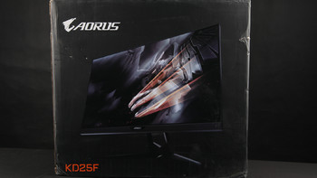 技嘉AORUS KD25F显示器外观展示(屏幕|支架|底座|电源线|接口)