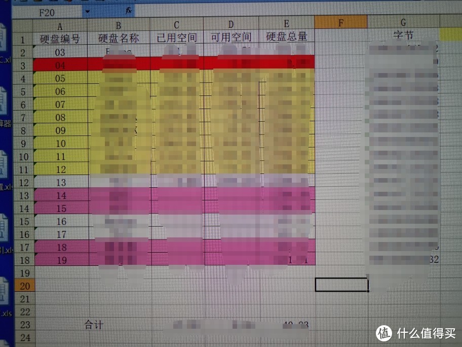 已用空间是自动按照前面列表来计算的