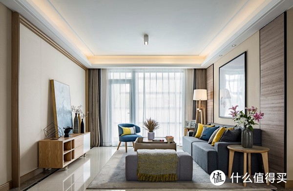 140平的三居室混搭风格装修实景案例，用色彩营造精彩浪漫生活!