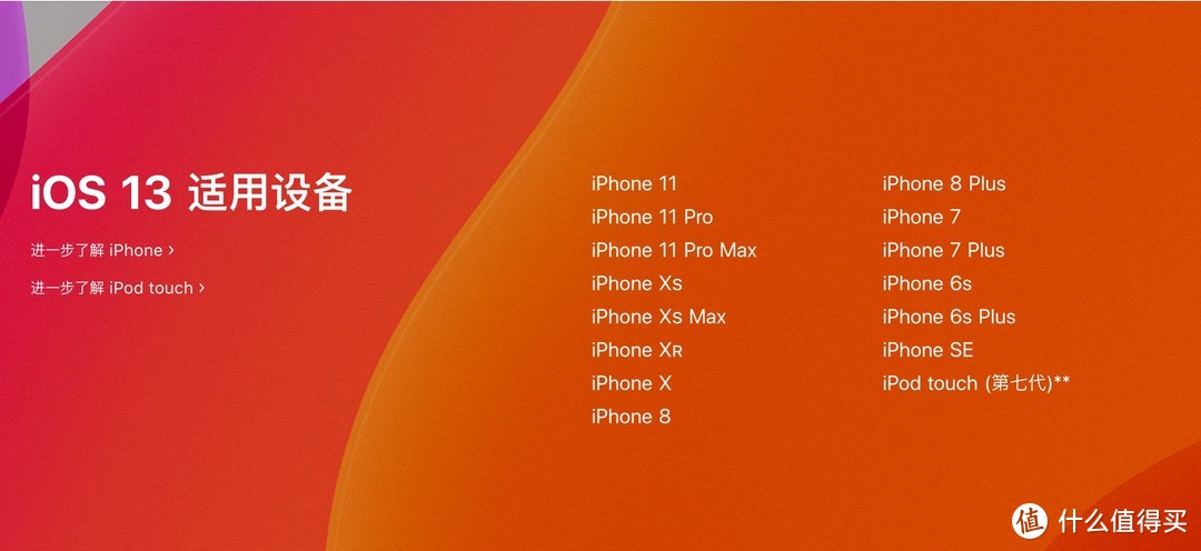 iOS13支持的设备列表