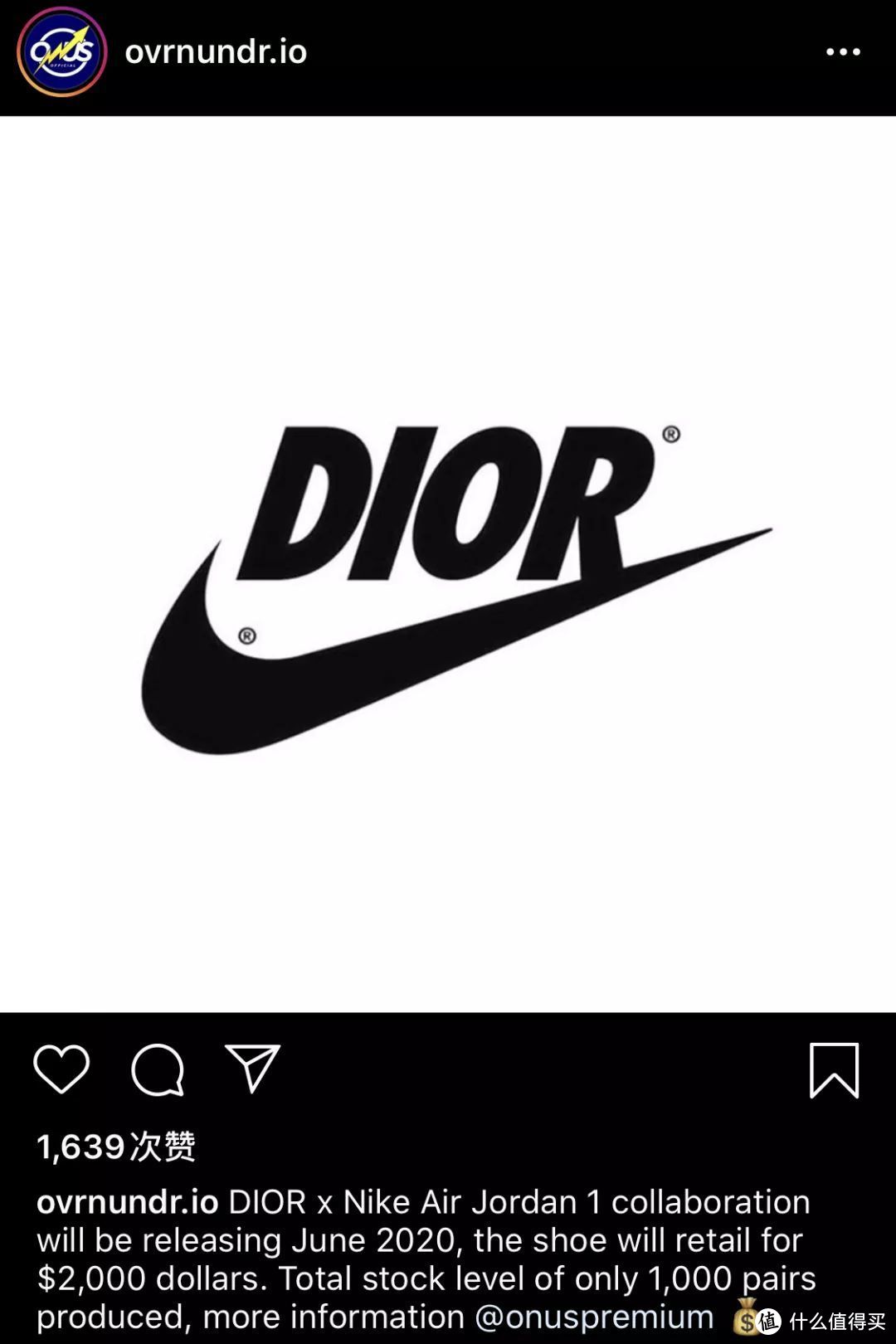 Dior x Nike将会合作推出一双售价2k美金的天价AJ 1 ？！