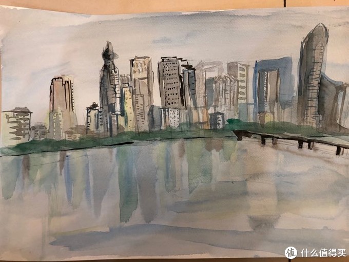 简单水彩画入门教学 1 30分钟画一幅水彩城市风景画的诀窍 绘画颜料 什么值得买