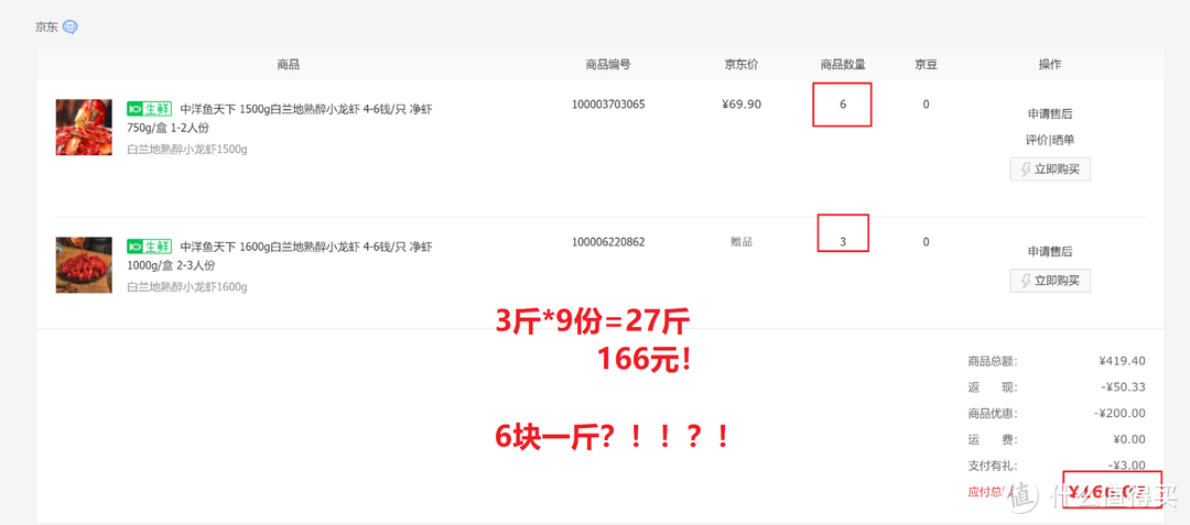 双十一花166块买了27斤小龙虾的晒单