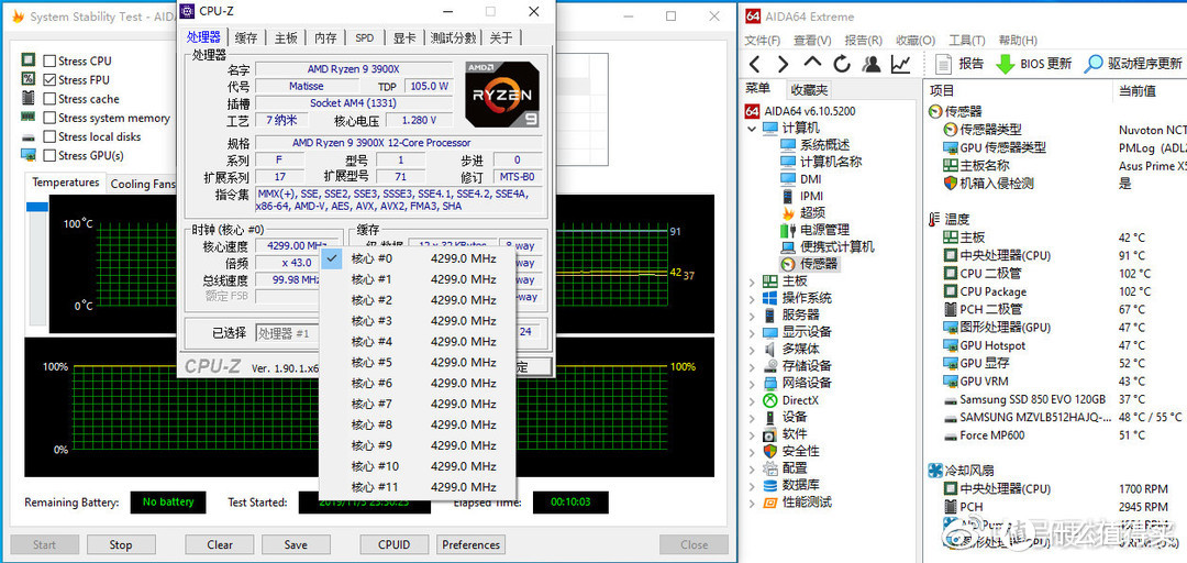 乔思伯MOD4打造渲染娱乐机，Ryzen 9 3900X+ROG STRIX X570-E稳超4.3G