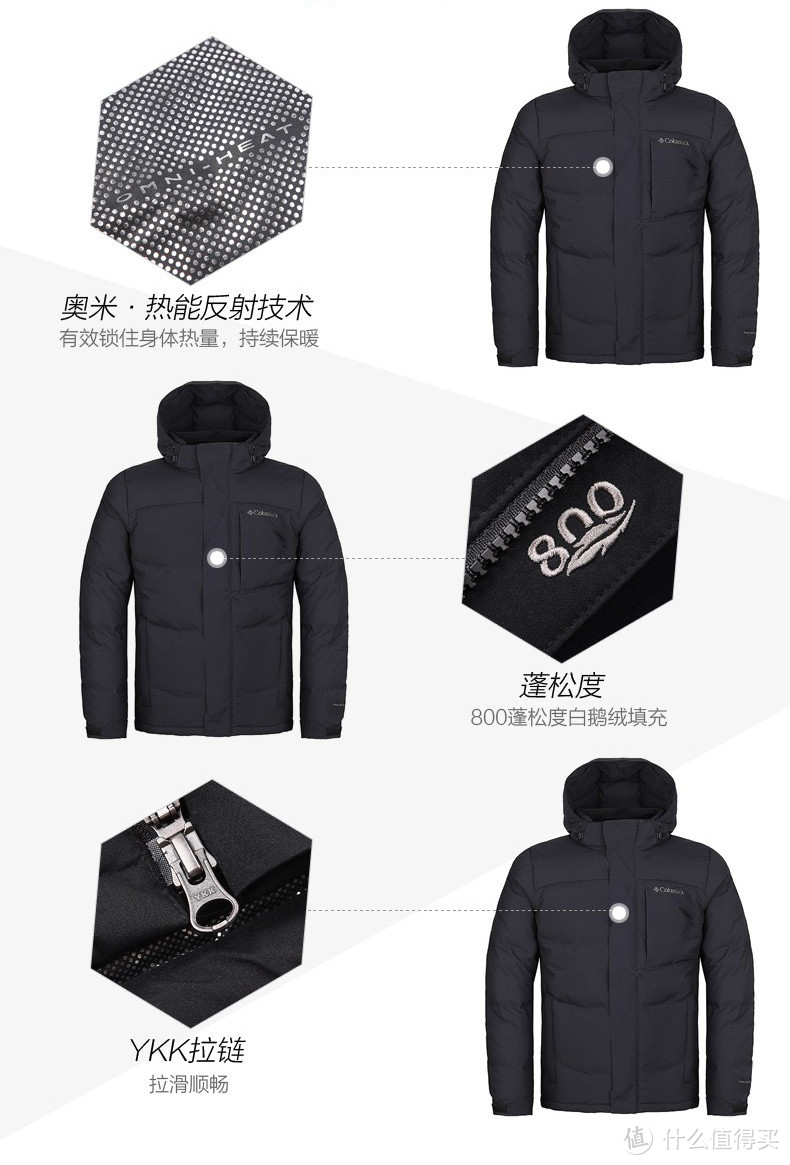 Columbia/哥伦比亚户外2019秋冬新品男款防水热能反射800蓬羽绒服PM5696