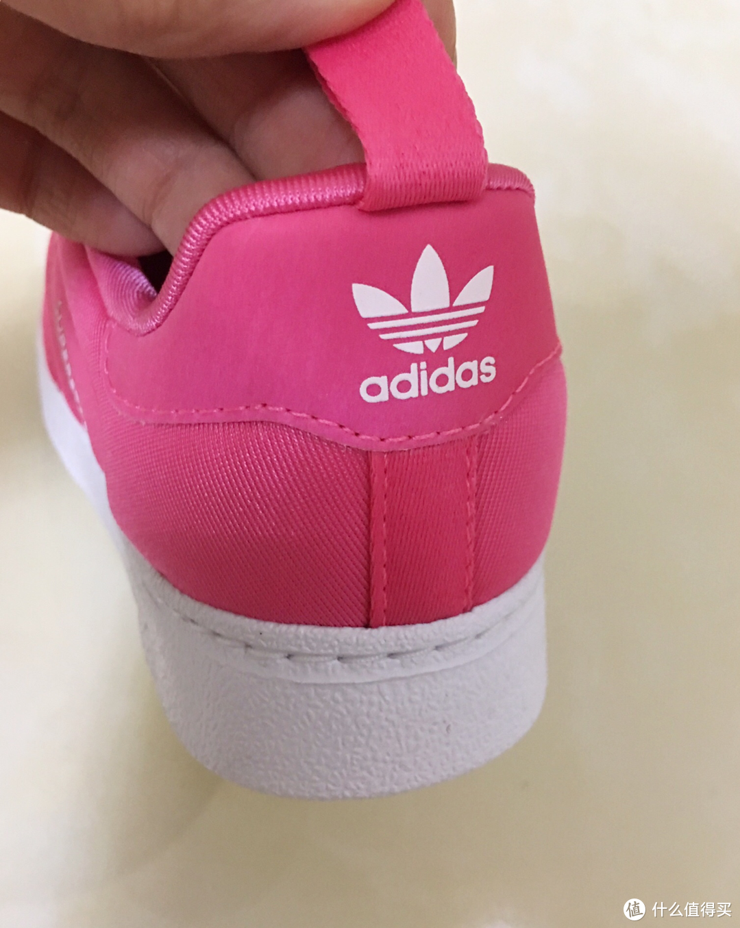 娃的第一双三叶草 adidas女童贝壳鞋天然粉