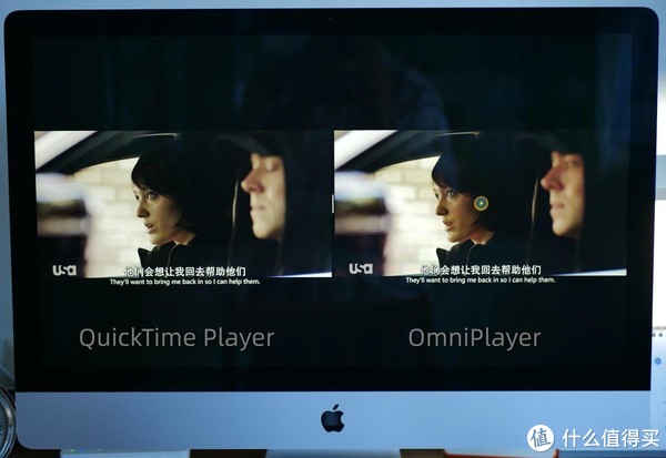 苹果的QuickTime和OmniPlayer的分屏播放效果对比