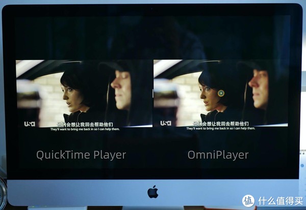 苹果的QuickTime和OmniPlayer的分屏播放效果对比