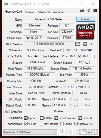 GPUZ显卡参数一览，2304sp满血认证，XFX原厂的BIOS