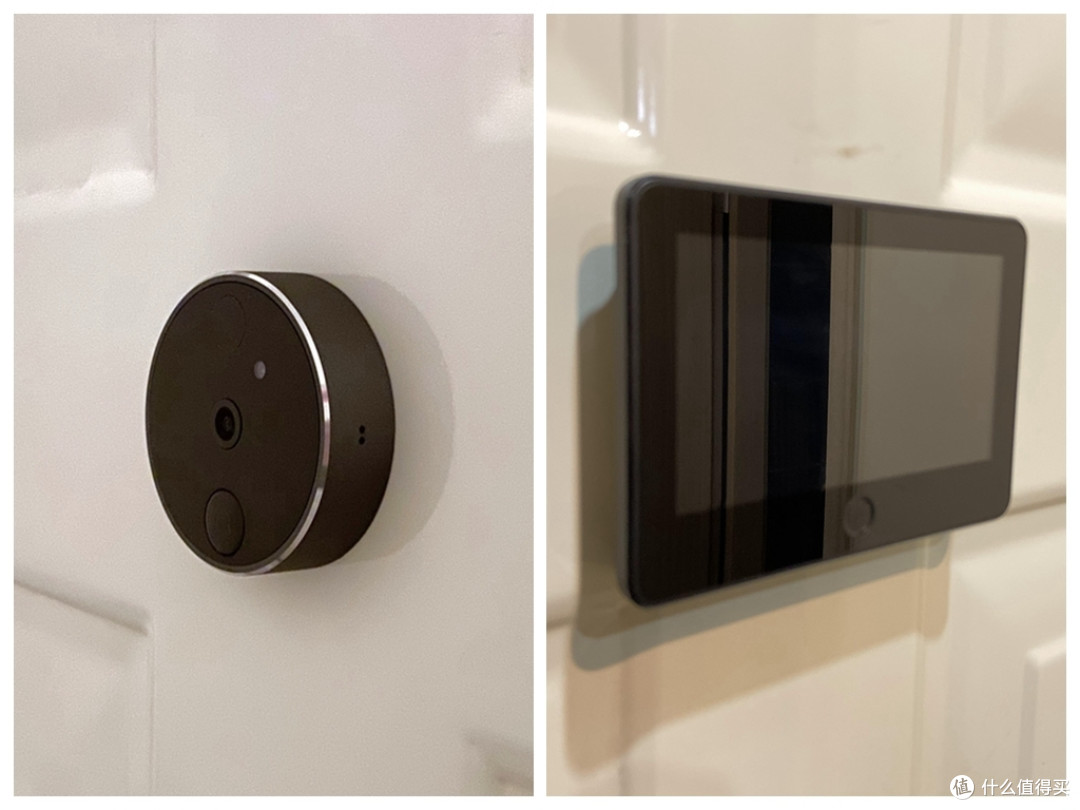 安装完成图门外新旧猫眼对比门内视窗对比安装好智能猫眼以后,不光