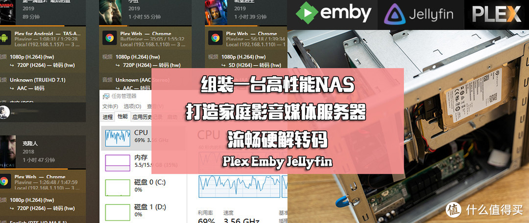 组装一台高性能NAS：打造家庭影音媒体服务器 流畅硬解转码Plex Emby Jellyfin