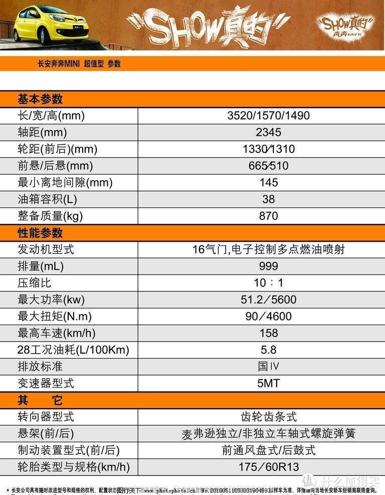 长安奔奔部分参数表