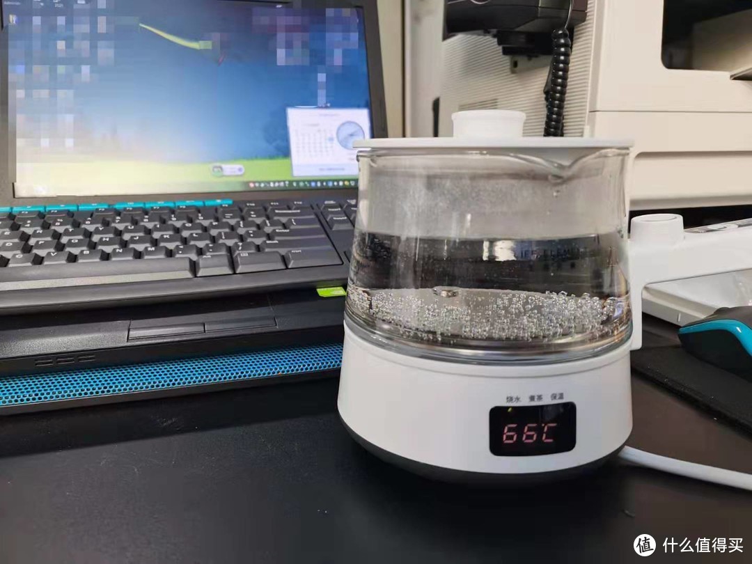 66°c附近开始出现加热水的声音，之前一直很安静。