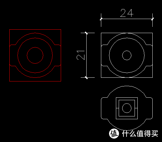 锡桶盖--左边红色是原设计图，右边是优化后的