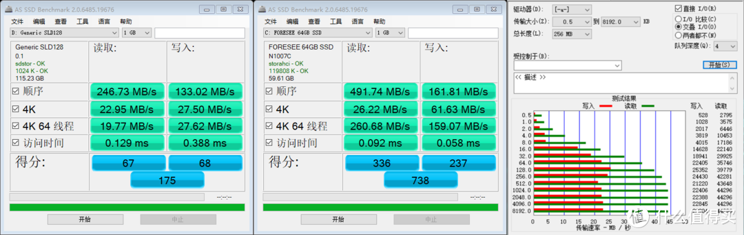 （从左到右，内置EMMC 128G，后加SSD 64G，TF卡32G）