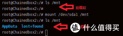 挂载前/mnt文件夹为空，挂载后出现sda1分区数据