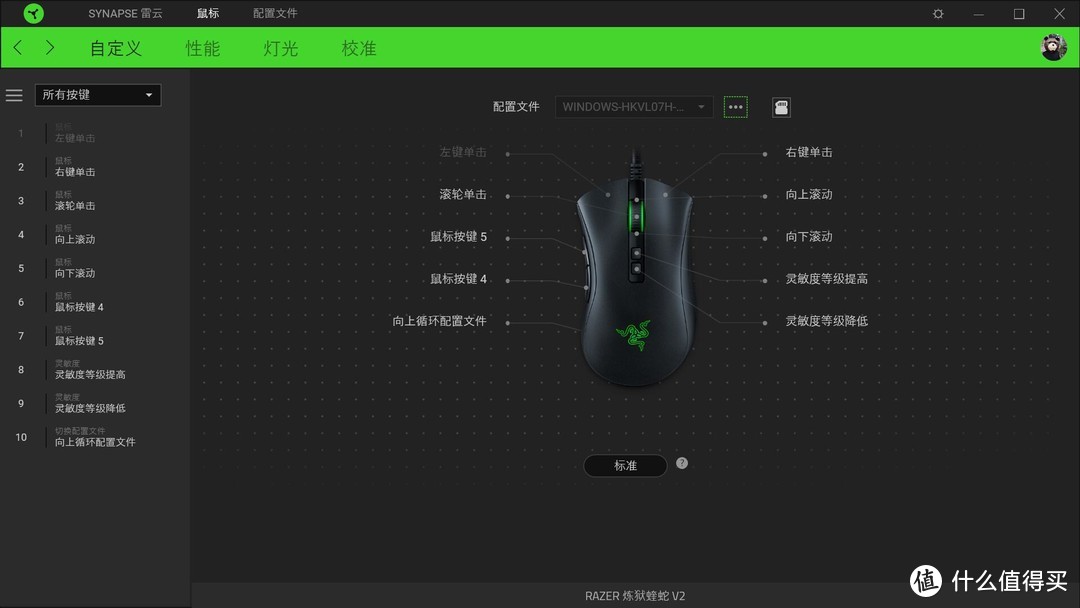 新年新装备，助我游戏打排位：雷蛇Razer 炼狱蝰蛇V2 游戏鼠标