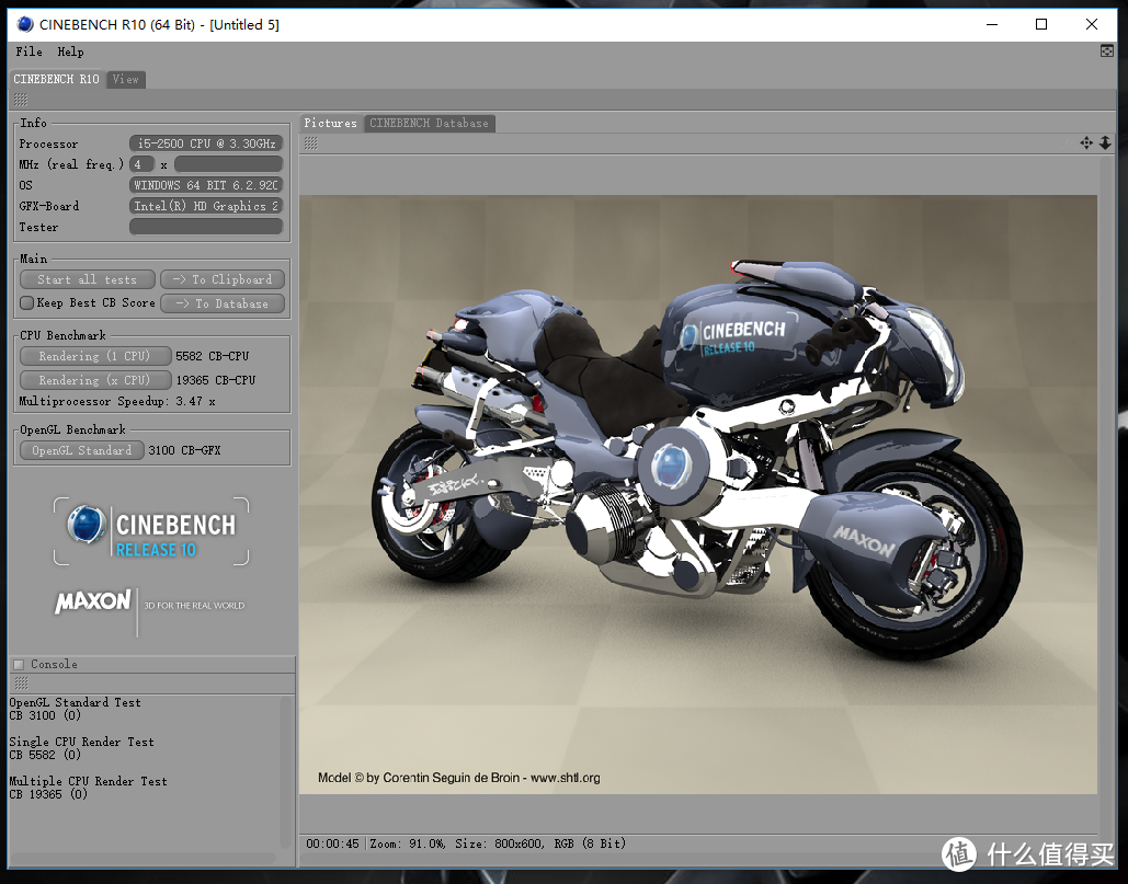 i5-2500 CineBench 10得分：单核5582，多核19365
