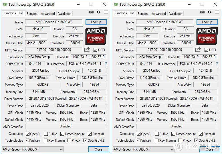 讯景XFX RX 5600XT海外三风扇版新BIOS，对比RX 5700分析