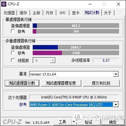 9400F 默认状态 CPUZ跑分
