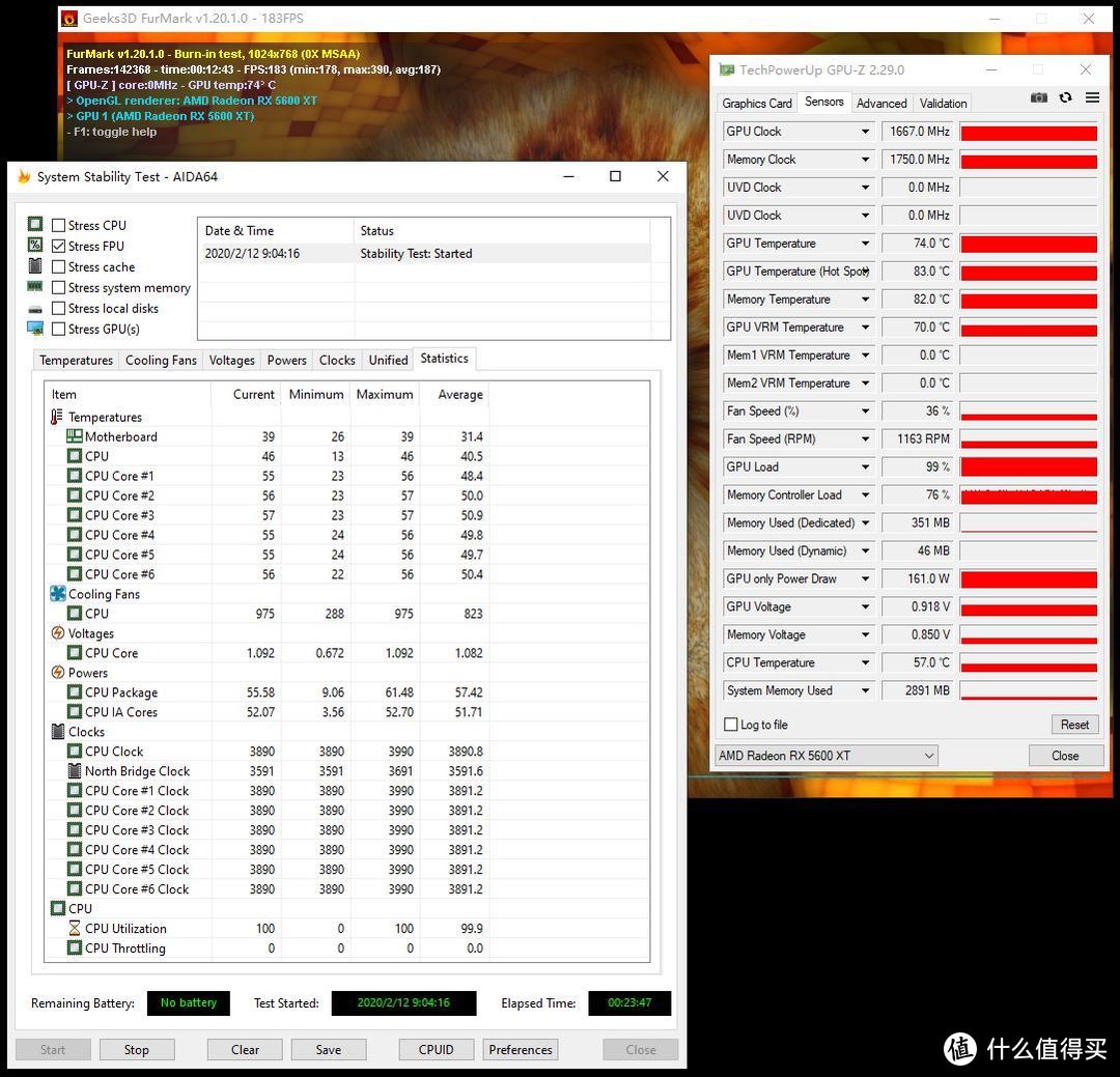 Core i5 9400F 默认状态AIDA64 FPU+Furmark烤机