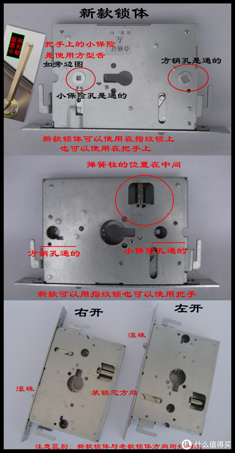 有难度系数的非标准锁体：琪豪锁体/特殊导向片/保留天地钩------自行安装小益E206T指纹锁