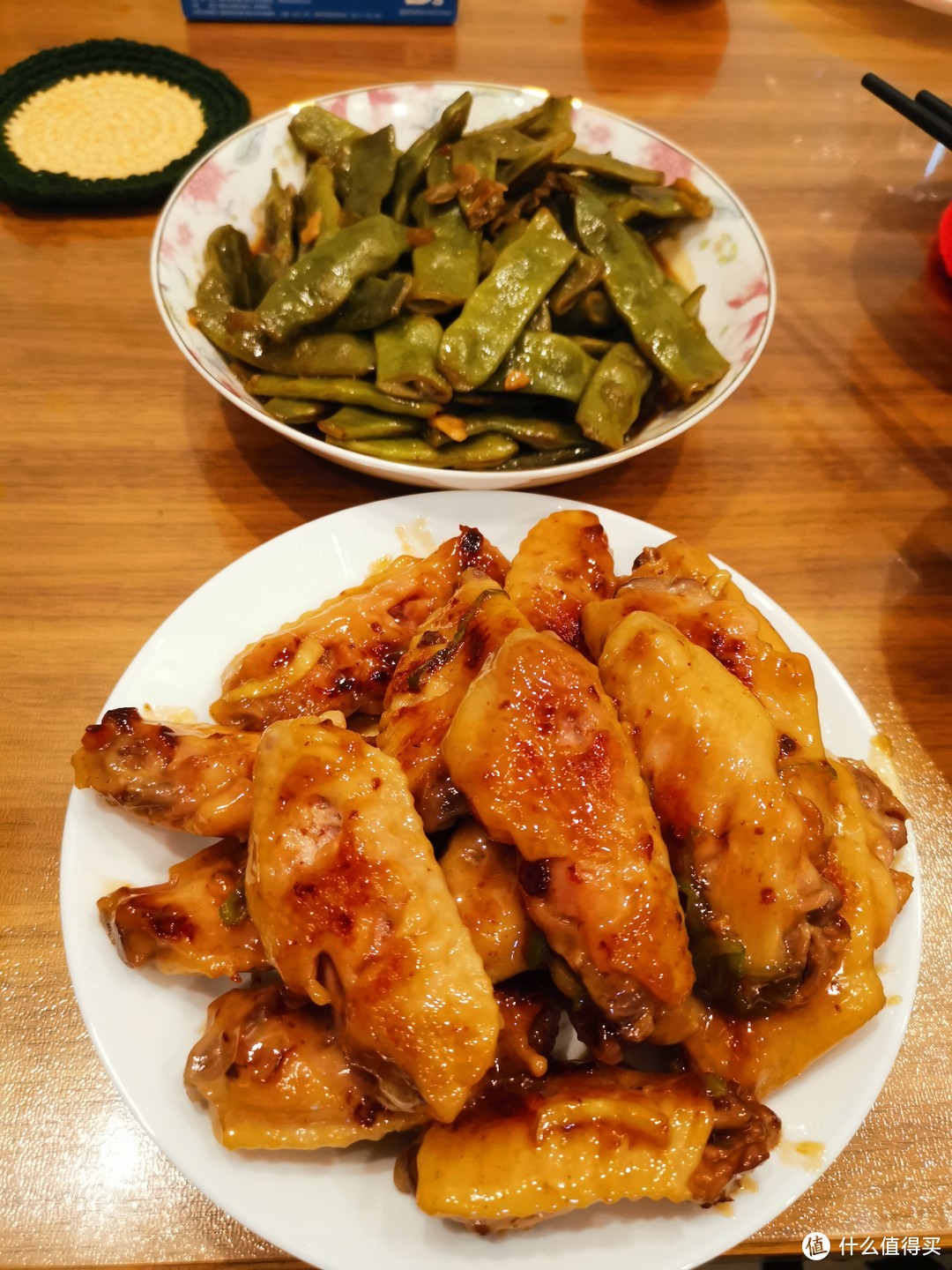 烧芸豆和蜜汁鸡翅