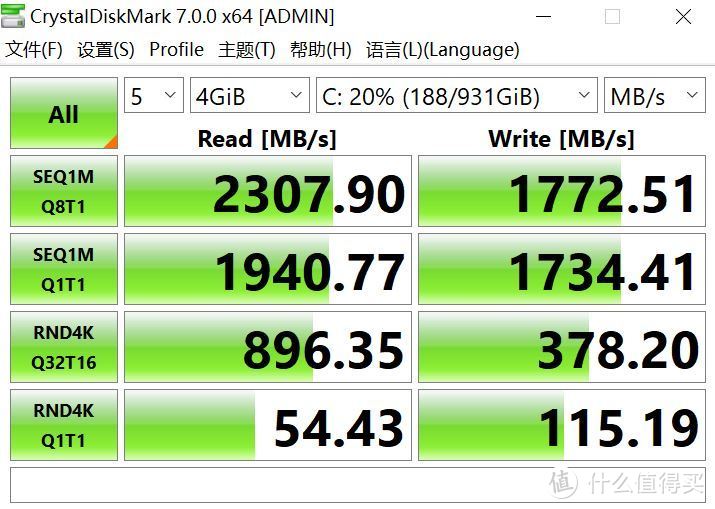 NM610（20%占用）CDM 4GB 跑分