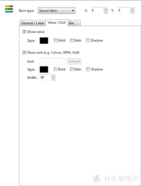 这个界面就是来设置显示的值以及单位的