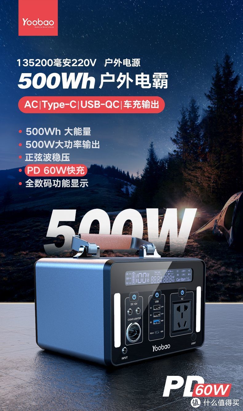 羽博推出153Wh、155Wh、500Wh、1000Wh四款户外电源，均支持PD快充