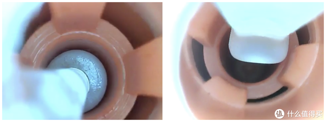 两种耳勺在模拟“耳道”里的状态，很清楚。