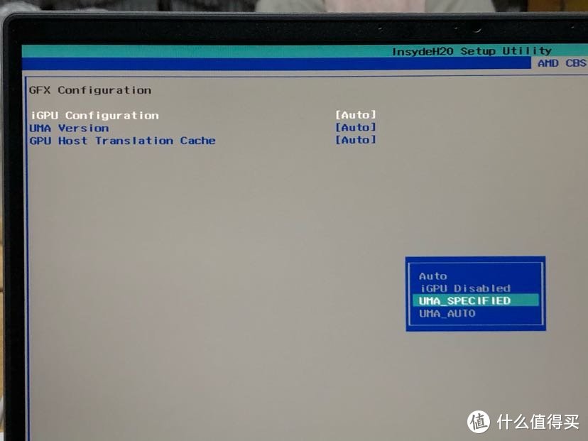 IGPU Configuration 从 Auto 改为 UMA_SPECIFIED