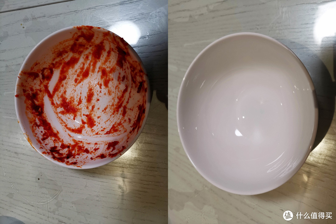 番茄酱清洗前后对比