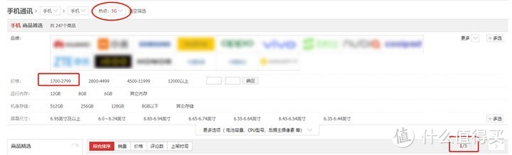 电商平台的5G手机销售页面